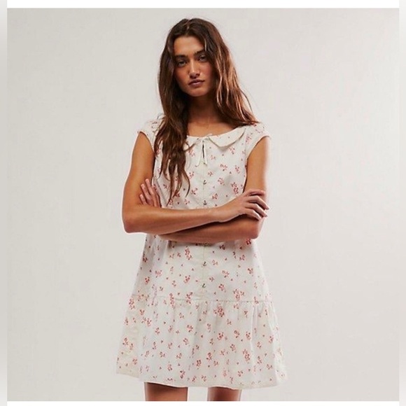 NWT Free People Dresses Free People Beasley Mini Dress, In Ivory Combo XS Floral - Picture 5 of 8